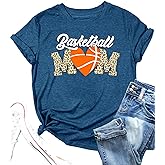 Basketball Mom Shirts for Women Game Day Print T-Shirt Basketball Sport Lovers Casual Short Sleeve Tee Tops