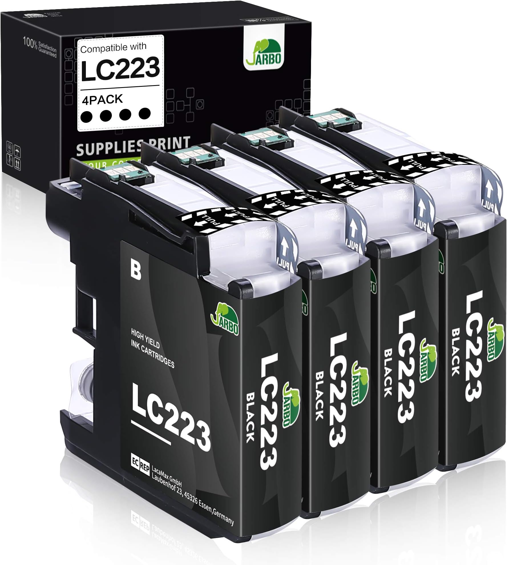 JARBO Replacement for Brother LC223 LC-223 XL Ink Cartridges Compatible with Brother MFC-J5320DW MFC-J5620DW MFC-J5720DW DCP-J562DW DCP-J4120DW MFC-J4420DW MFC-J4620DW J480DW, Black, Pack of 4