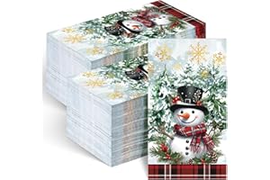 GIFTPIONEERS 100Pcs Christmas Paper Napkins, Christmas Party Guest Napkins, Disposable Holiday Party Hand Towels for Xmas Dinner Table Wedding Birthday Winter Party Decorations