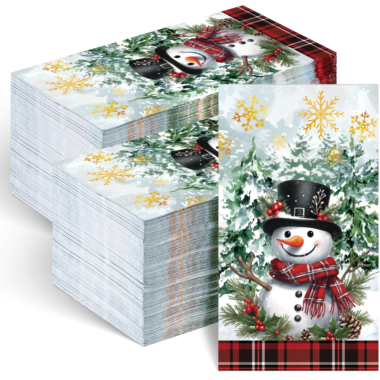 Photo 1 of 100Pcs Christmas Paper Napkins, Christmas Party Guest Napkins, Disposable Holiday Party Hand Towels for Xmas Dinner Table Wedding Birthday Winter Party Decorations