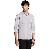 Michael Kors Mens Long Sleeve Micro Print Classic Fit Shirt