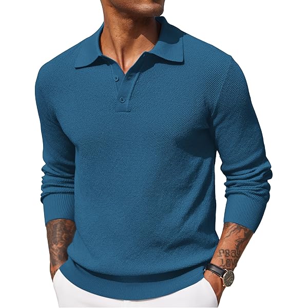 JEShifangjiusu Men's Long Sleeve Polo Shirts Fashion Zipper