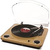 ION Audio Max LP | 3-Speed Belt Drive Turntable with Built-In Speakers & 1/8" Aux Input (Natural Wood)