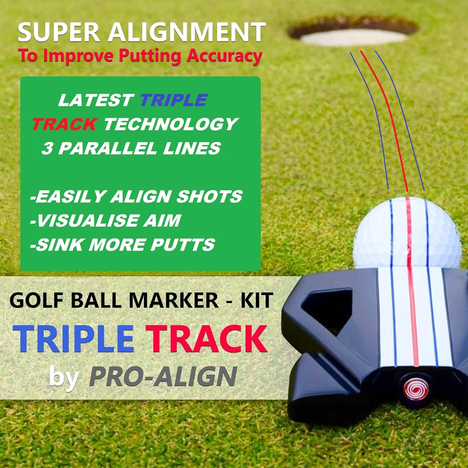 PROALIGN Triple Track Golf Ball Marker Kit Golf Ball Markers for