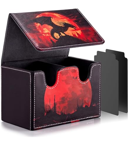 thumbnail image 2 of MTG Card Deck Box - Holds 220+ Single Sleeved Cards, Waterproof Case With Dividers (Midnight Dragon) 2 of 9