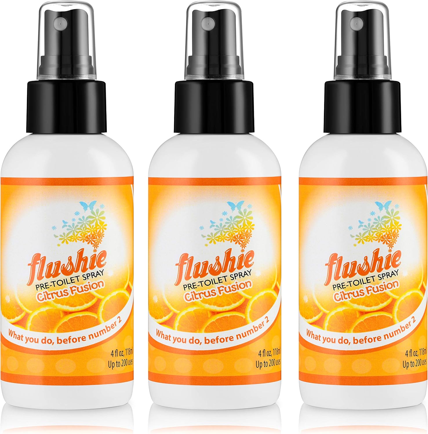 Flushie PreToilet Sprays 4Ounce Bottle, Citrus Fusion Scent, Bathroom