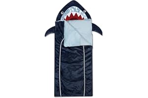 Heritage Kids Shark Plush Hooded Sleeping Bag, 64" L x 25" W, Blue