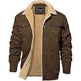 EKLENTSON Men's Winter Jacket Thick Thermal Cotton Warm Fleece Lined Coat Trucker Lapel Work Cargo Jackets for Men