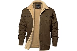 EKLENTSON Mens Winter Jacket Thick Thermal Sherpa Lined Fleece Jacket Cotton Lapel Trucker Jacket Casual Work Jacket 5 Pocket