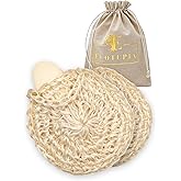 Natural Loofah Body Scrubber – Exfoliating Loofah Sponge, Handwoven Sisal Agave with Soap Pouch, Eco-Friendly Arabic - Turkish Bath Washcloth for Women & Men (2-Pack)