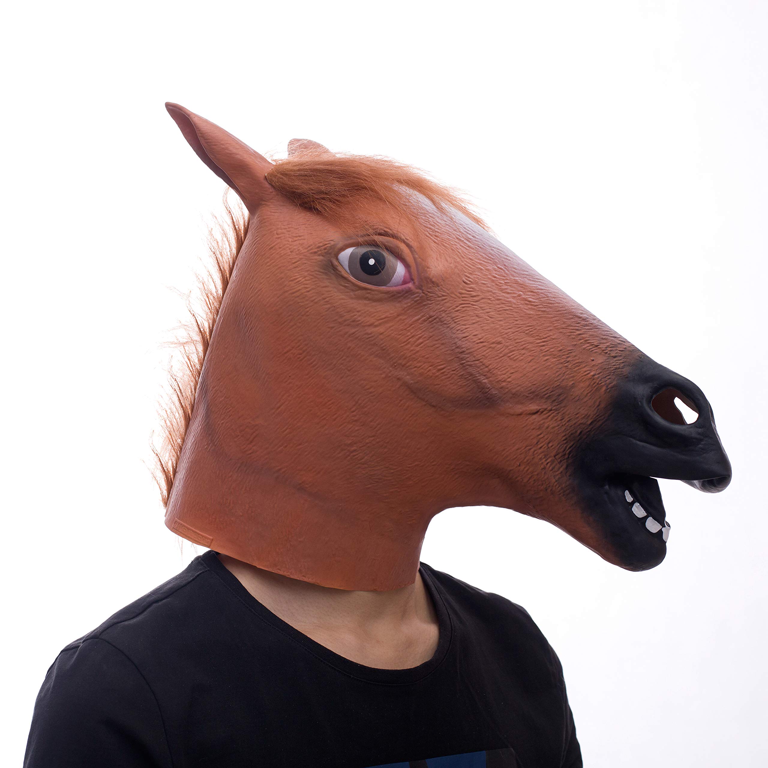 Horse Mask, Molezu Creepy Horse Mask, Rubber Latex Animal Mask, Novelty Halloween Costumes, Brown Horse