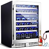 BODEGA 24 Inch Wine Fridge Dual Zone, 46 Bottle, Built-In or Under Counter Freestanding Wine Cooler Refrigerator With Stainless Steel Handle, Wine Cooler With Lock, Energy Efficient,For Home, Kitchen on Fridge.com