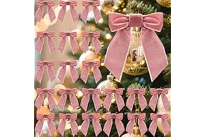 Glitinsel 30 Pcs Velvet Ribbon Bows 5" x 4" Pre Tied Christmas Velvet Bows with Twist Tie for Gift Packaging Christmas Tree Wreaths Door Windows Wedding Party Decoration(Dusty Pink)