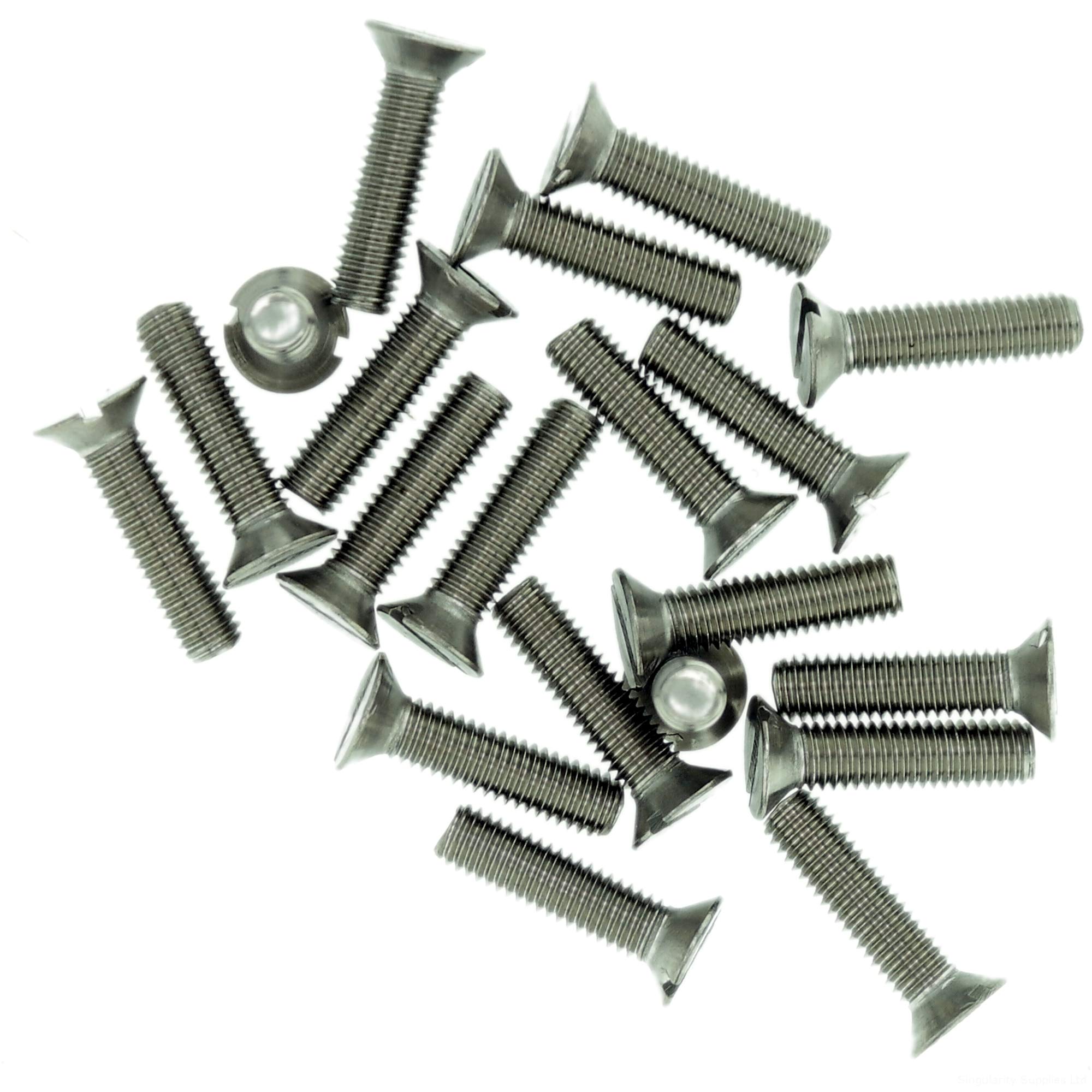 M1.6 (1.6mm x 10mm) Slot Countersunk Machine Screw (Bolt) - Stainless Steel (A2) (Pack of 20)