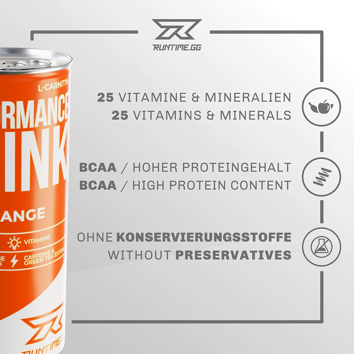 Runtime BCAA Drink para Energía & Concentration, Cafeína ...