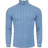 COOFANDY Men's Slim Fit Turtleneck Sweater Casual Twisted Knitted Pullover Sweaters