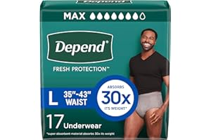 Depend FIT-FLEX Adult Incontinence Underwear for Men, Maximum Absorbency, L, Grey, 17 Count