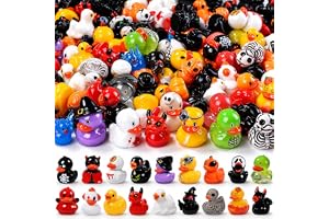 DULEFUN 61Pcs Halloween Mini Resin Duck Novelty Halloween Party Favors Gift | Cute Small Little Duckies Statues Bulk Set for Office Desk Tiered Tray Decor Halloween Party Supplies Decoration