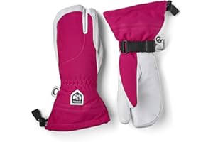 Hestra Women's Heli Ski Female Glove, 3-Finger Leather Snow Glove for Skiing, Snowboarding and Mountaineering