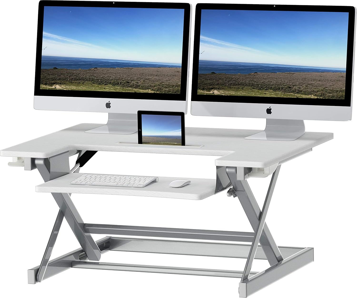 SHW Height Adjustable Sit to Stand Desk Riser Converter