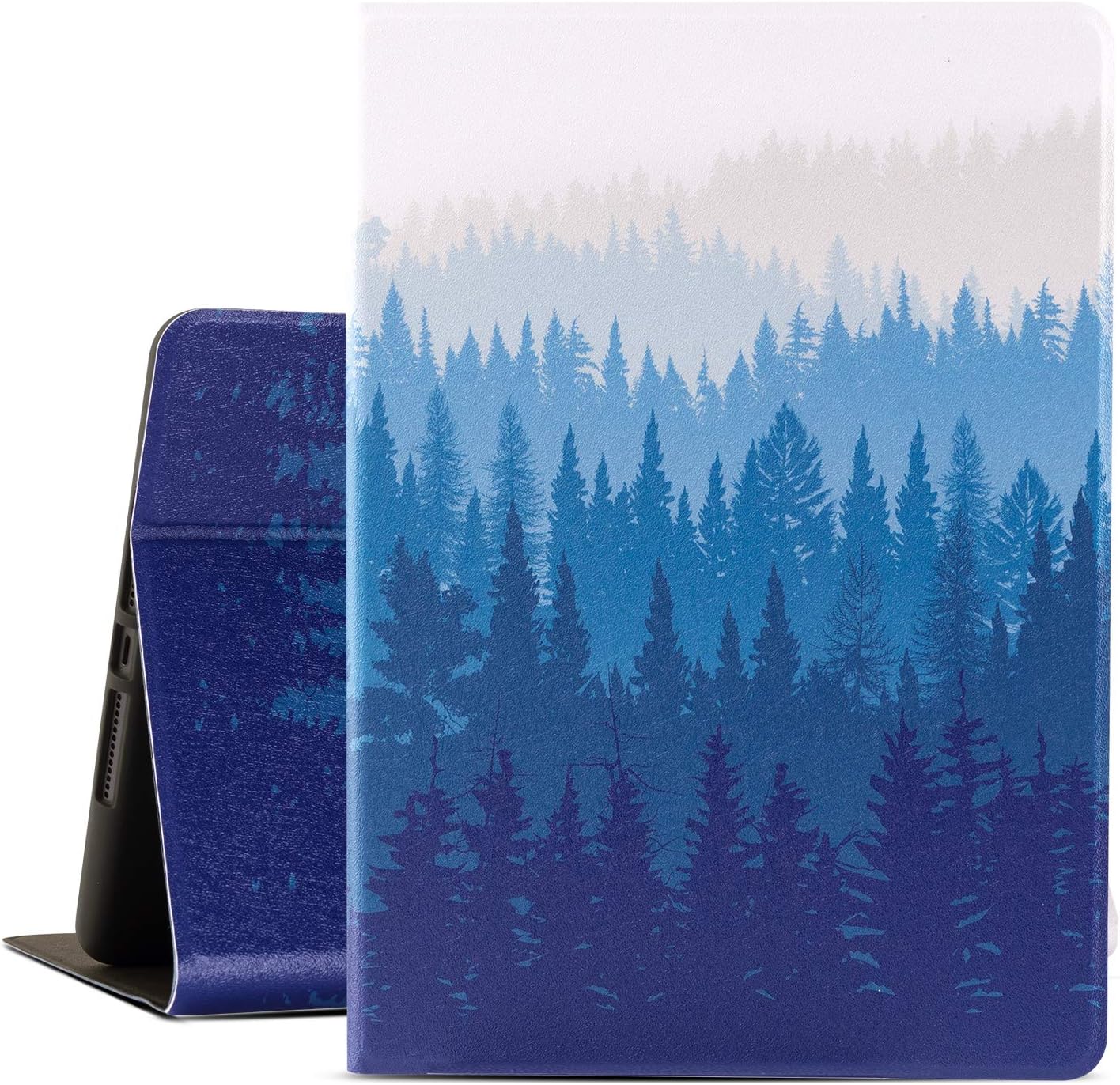 Egoing iPad 10.2 Case New iPad 7th Gen 10.2 inch Cover Premium Leather with Soft TPU Back Cover Smart Case for iPad 10.2 2019 7th Generation Cover (Blue Fog Forest)