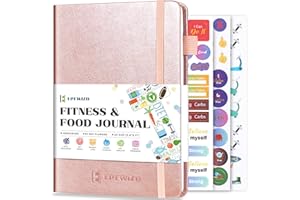 EPEWIZD Food and Fitness Journal Hardcover Wellness Planner Workout Journal for Women Men to Track Meal and Exercise Count Calories Weight Loss Diet Training Weight Loss Tracker Undated Home and Gym