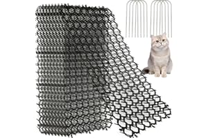 APACALI 16PCS Cat Scat Mat 16" x 8" Cat Spike Keep Cats Out of Yard Permanently, Scat Mat with Spiked Outdoor Garden & Indoor Furniture, Square Cat Deterrent for Counters, Plastic Anti Dog Digging Deterrent