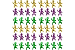 ASIJUNTYECHO 48Pcs Mardi Gras King Cake Babies Mini Plastic Babies Small Baby King Cake Babies Metallic Tiny Baby Figurines Tiny Babies for Party Cake Decorations Ice Cube Baby Shower Games,Mardi Gras Party Favors