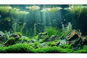 ZatiasMiller Aquarium Background Aquatic Plants Rocks Moss Fish Terrarium Background Balanced Underwater Tropical Style Landscape Aquarium Backdrop Amazing Fish Tank Backdrop Vinyl 30x12in
