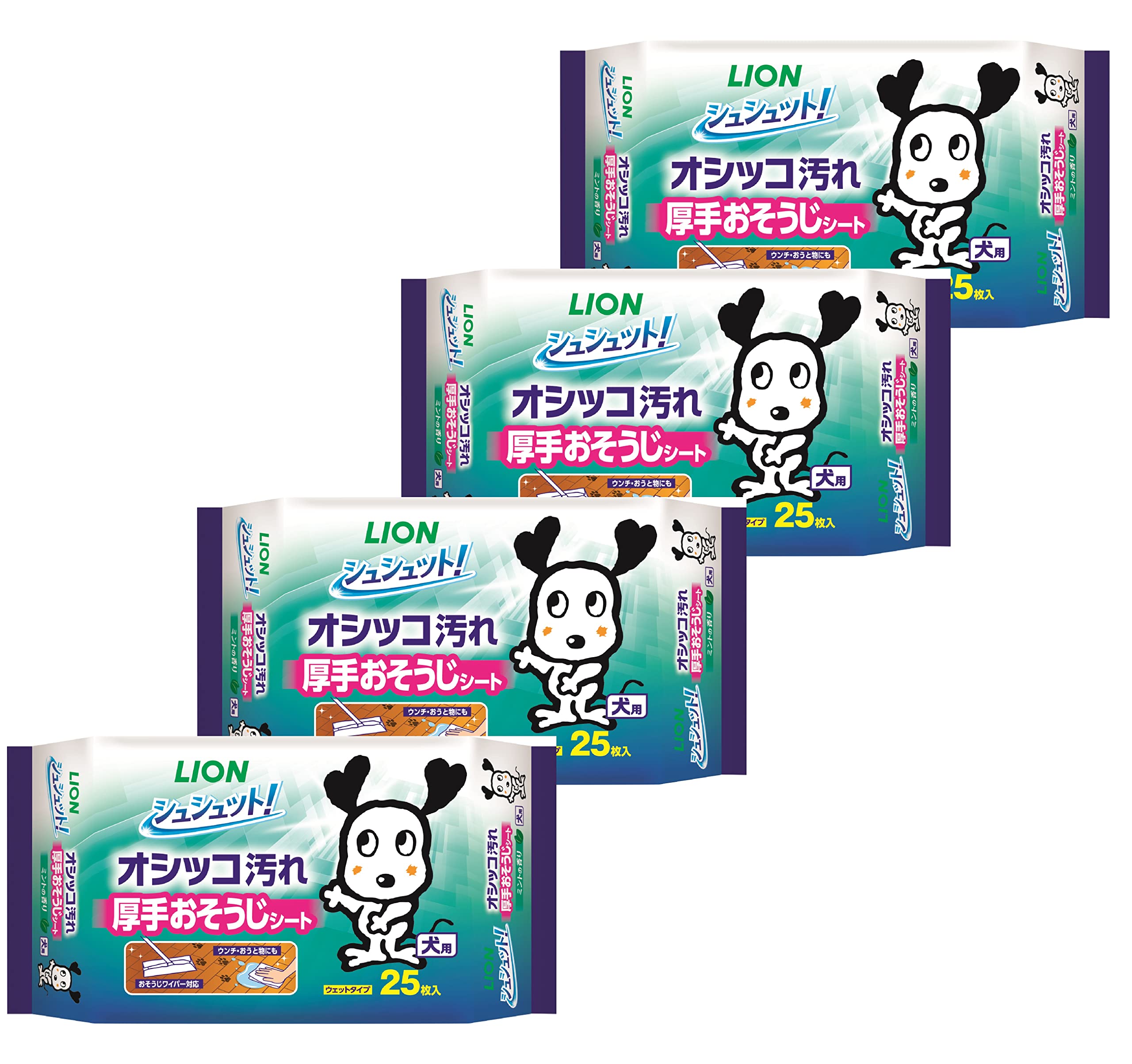 ライオン シュシュット! 厚手おそうじシート 犬用 25枚入り×4個セット ライオンペット 厚手 大判 LIONPET 【Amazon.co.jp限定】商品画像