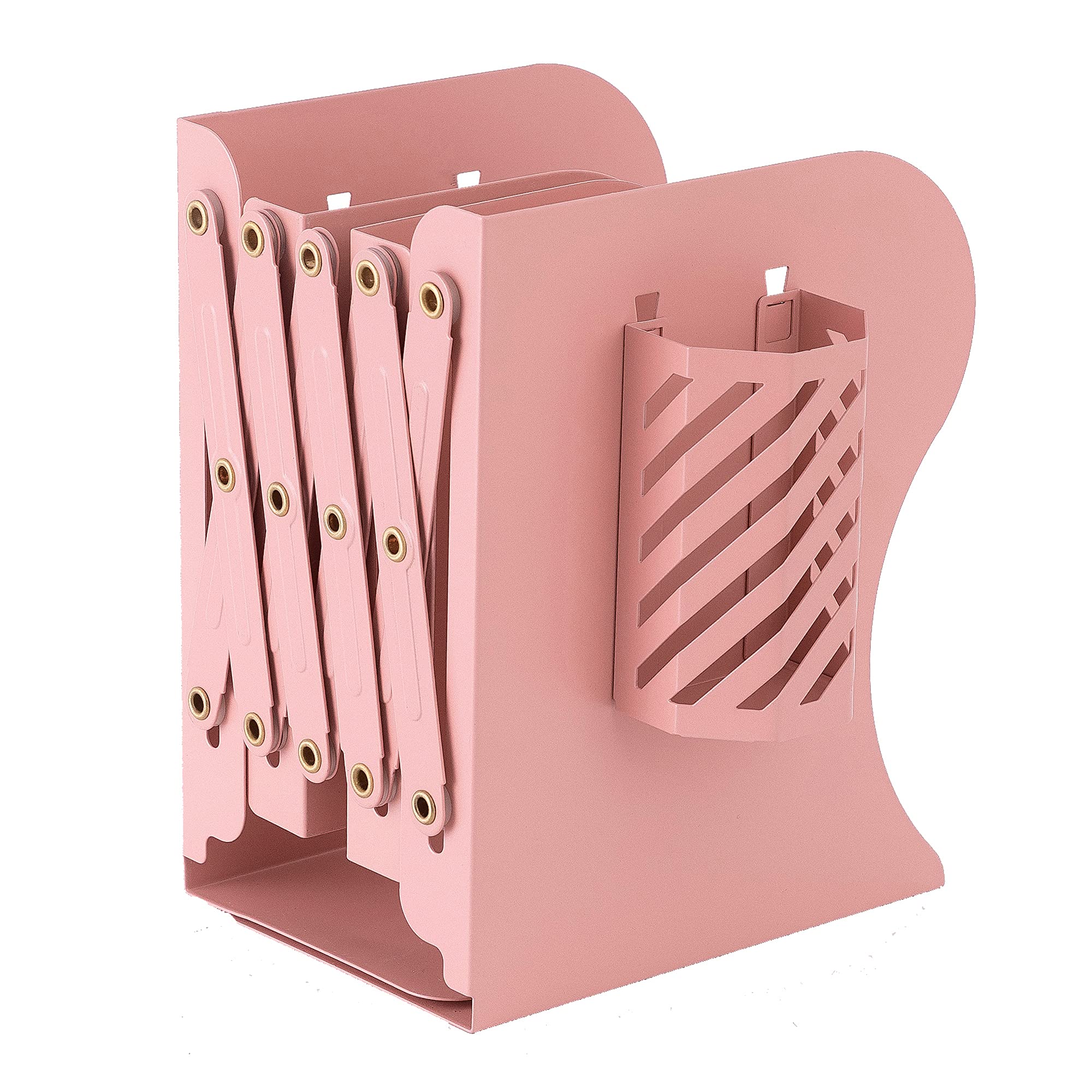 Photo 1 of Simplesun Adjustable Book Ends for Heavy Books, Metal Expandable Bookends for Shelves, Book Organizer Stopper Holder for Desk, Kids Room, Classroom, Office, Library (Pink)