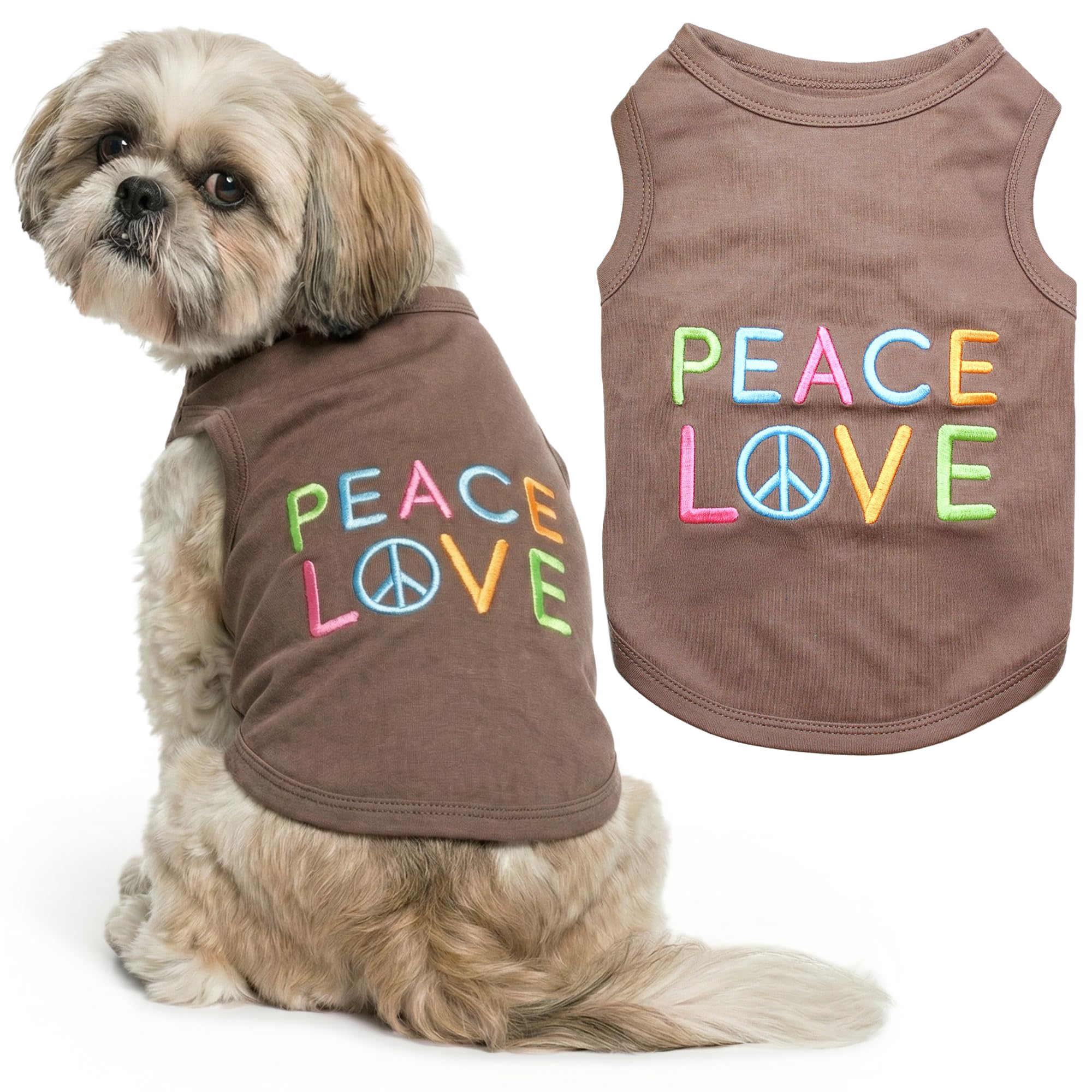Parisian Pet Peace Love Dog T-Shirt, Medium