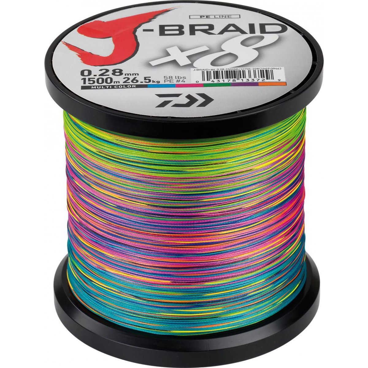 Daiwa J-Braid X8 0.35mm, 36,0kg/39,0lbs, 1500m multi colour - braided Fishing line