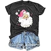 Christmas Shirts for Women Santa Claus Christmas Shirt Tops Funny Xmas Gifts Casual Holiday Tees