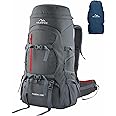 TRAWOC 50 L Internal Frame Hiking Front & Top Loading Rucksack with Water Proof Rain Cover & Shoe Compartment, Grey SHK018