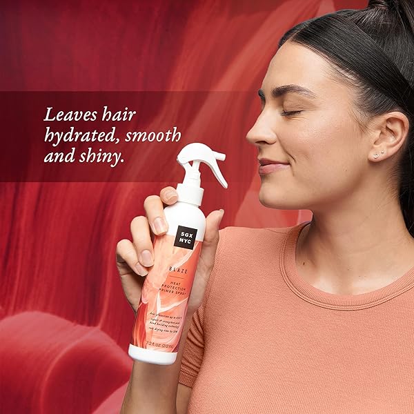 SGX NYC BLAZE LEAVE-IN HEAT PROTECTION AND PRIMER – HEAT PROTECTOR INFUSED WITH CERAMIDES – HEAT STYLING SPRAY REVITALIZES DAMAGED HAIR – 7.2 OZ, CRANBERRY
