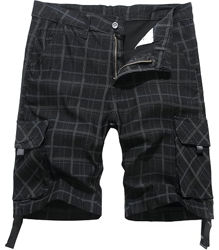 Darkrock Gothic Cargo Shorts, Black with Neon Green Accents