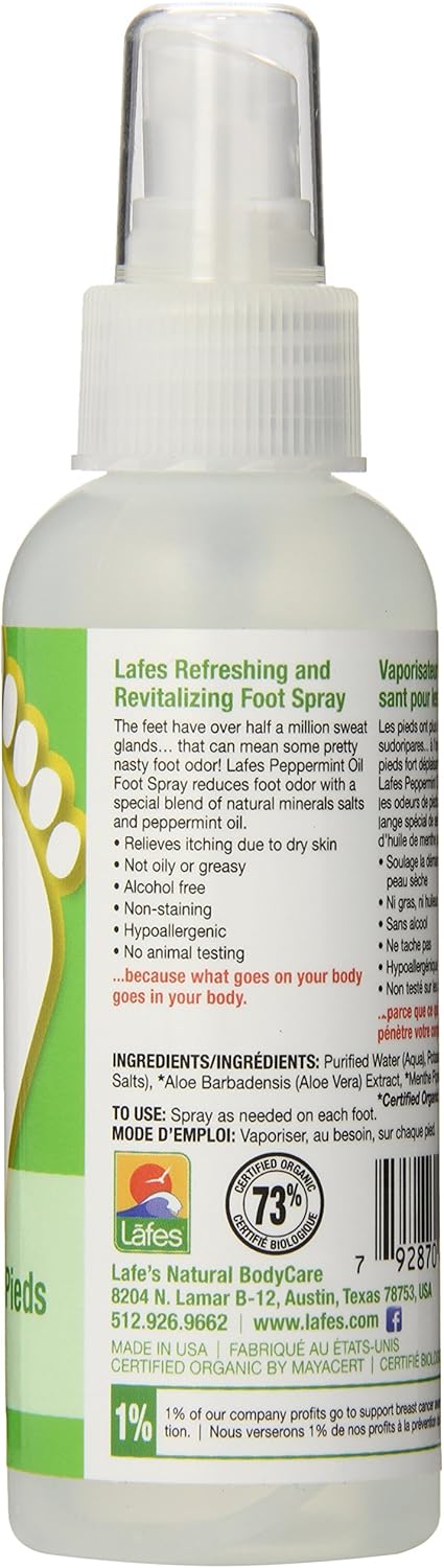 Lafe's Natural Body Care | Peppermint Foot Spray | Cools & Eliminates Odors (4oz): Health & Personal Care