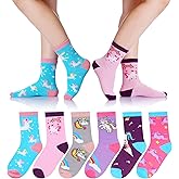Girls Socks Unicorn Kids Crew Funny Cotton Cute Animal Novelty Cartoon Pattern Fashion Crazy Socks 6 Pairs