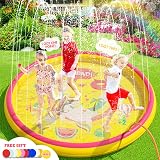 Peradix Tapis Enfant de Jet d'eau, 2 en 1-170CM Piscine Bebe Gonflable de Jeux N