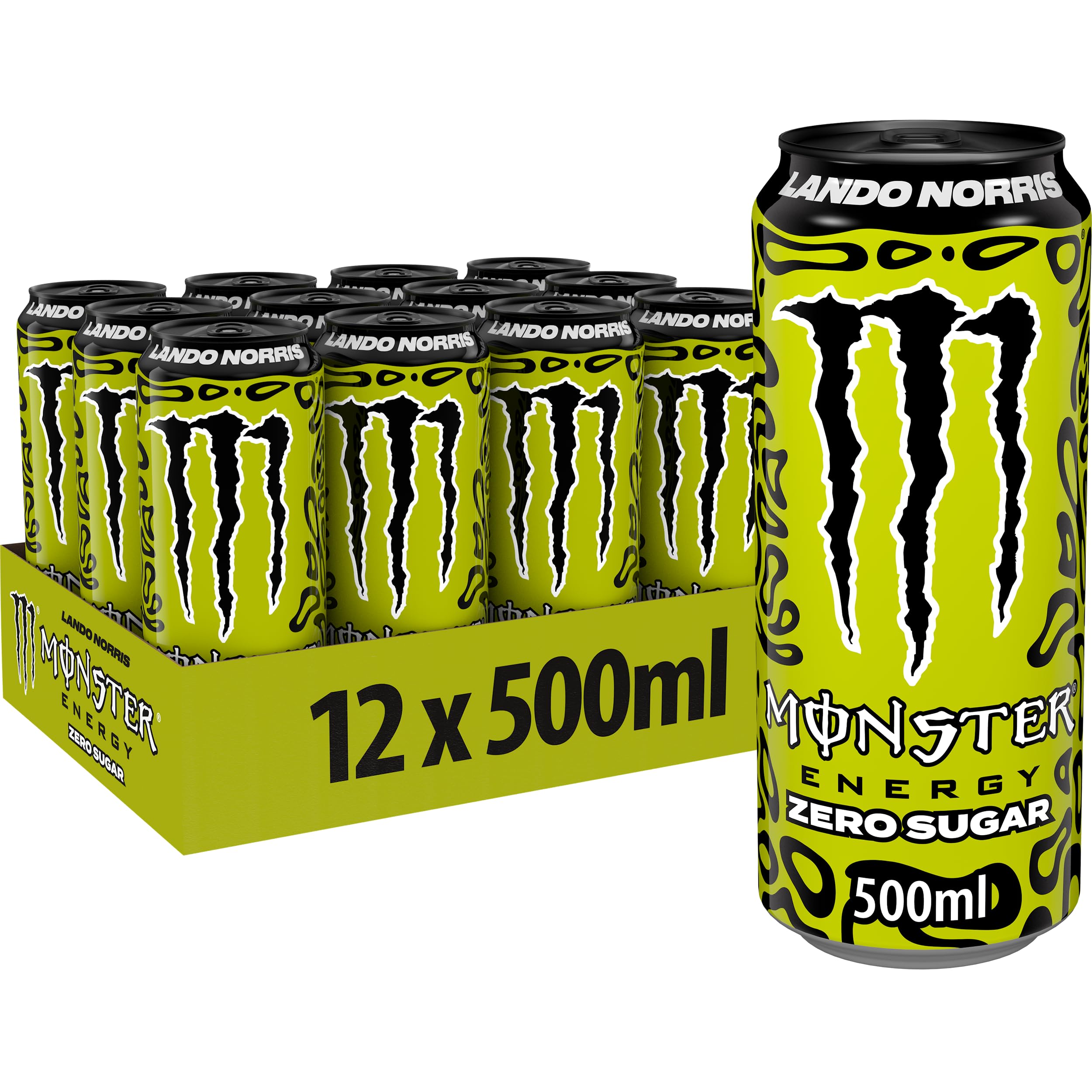 Monster Energy® Lando Norris - koffeinhaltiger Energy-Drink mit futuristischem Melonen-Yuzu-Geschmack - full Flavour, zero Zucker, zero Kalorien - in praktischen Einweg Dosen (12 x 500 ml)