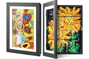 Mkway 2 Pack Kids Art Display Frame - 18"X13" Front Opening Kids Artwork Frames Changeable, Artwork Picture Frames Holds 150 Pieces, Black Art Display Storage for Children, Drawing, Home, Crafts