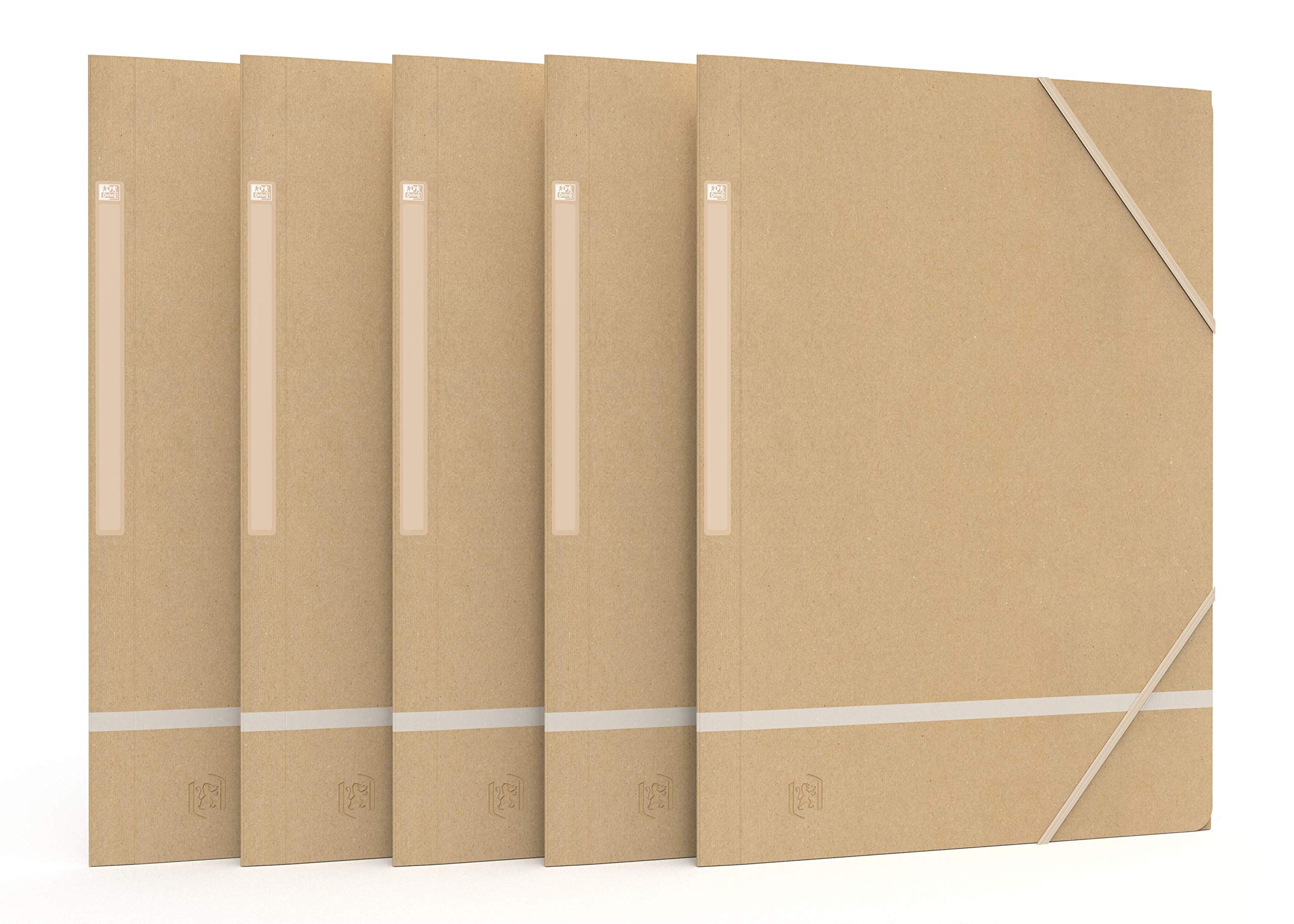 OXFORD Touareg A4 3 Flap Folders with Elastic Card Cover Recycled Natural Beige - Pack of 20