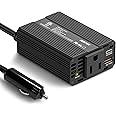 BESTEK 150W Car Power Inverter, DC 12V to 110V AC Converter PD 30W QC 3.0 18W USB Charger Laptop Car Charger Outlet Power Adapter for Car