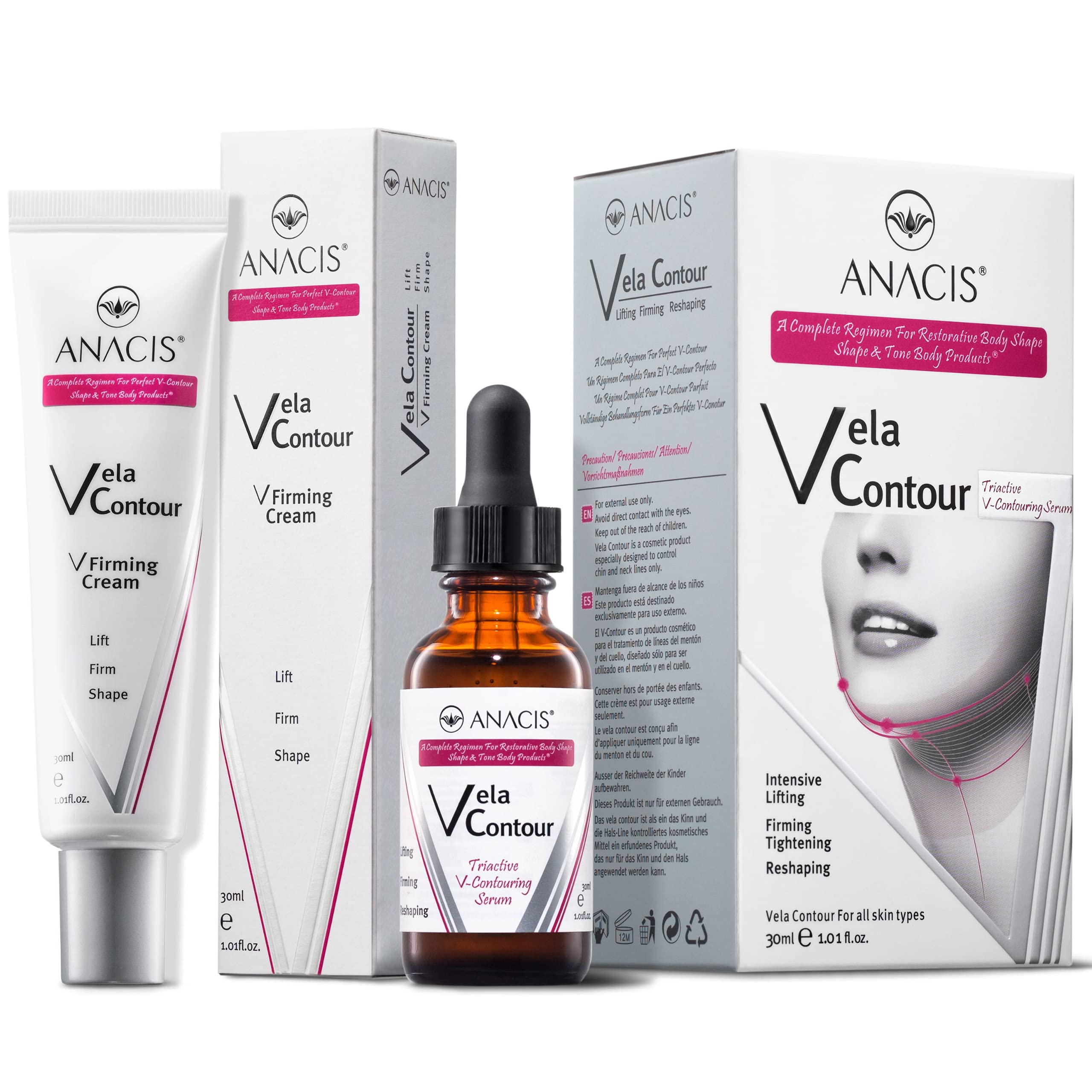 Advanced Neck Treatment Cream and Serum For Women and Men – V line Jawline - Fine Lines - Neck Wrinkles - Adipose Tissue Crepey Skin. Anacis