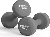 PROIRON Neoprene Dumbbell Weights Pair 1–10 kg Non-Rolling 2 x 5kg Gray