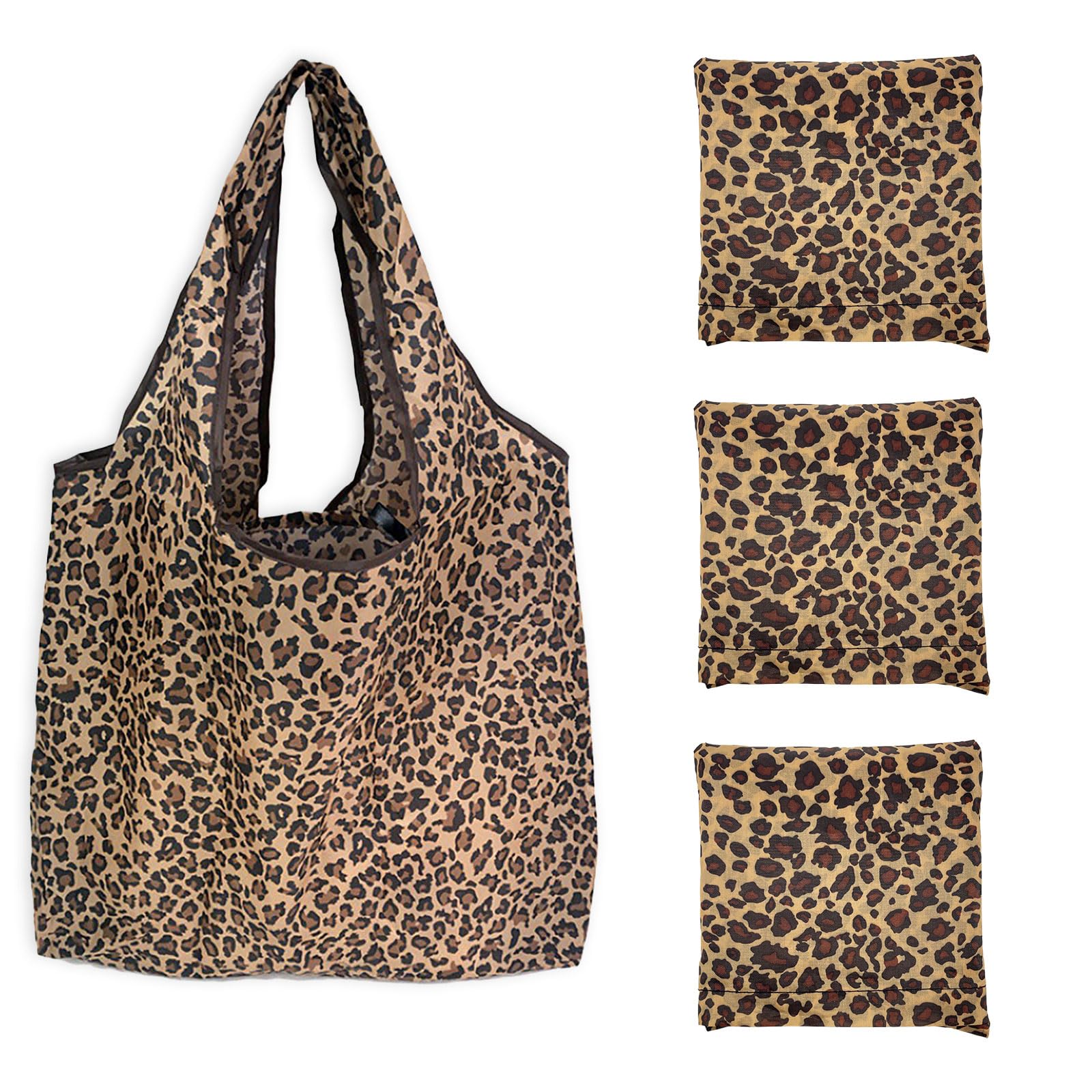 UILYNIU 3 Pack Large Lightweight Foldable Reusable Shopping Bag (Brown)