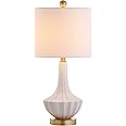 JONATHAN Y JYL1030A Parker 21.5" Ceramic Mini LED Table Lamp, Modern, Contemporary, Elegant, Office, Living Room, Family Room, Dining Room, Bedroom, Hallway, Foyer, Brass/White