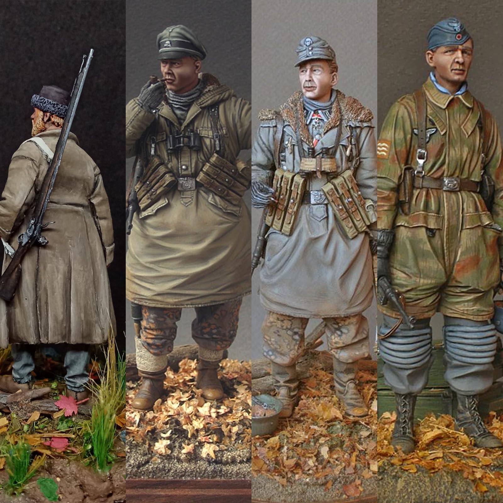 Warmtree 4 Pack Miniature Leave Realistic Miniature Leaves Simulation Leaves for DIY Model Railway Fairy Garden Diorama Supplies Halloween Village Accessories