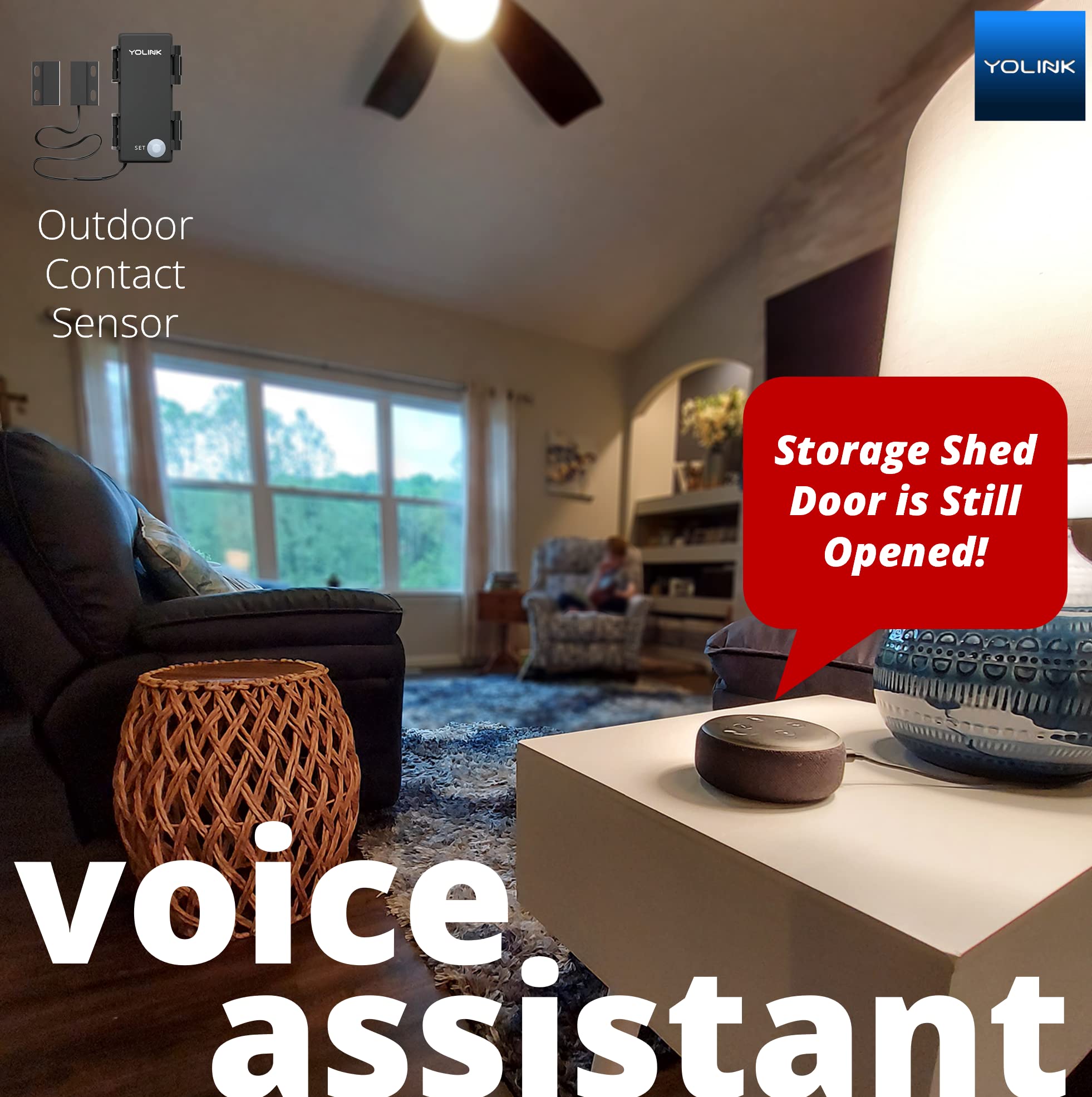 YOLINK LoRa Smart Outdoor Contact Sensor, Gate & Shed Door Sensor, Universal Contact-Closure Sensor, Email/SMS/Push Alerts, 1/4 Mile Range, Alexa, IFTTT, Home Assistant (Hub Required)